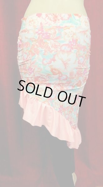 画像3: Amira Jamila オリジナル☆ストレッチフリルヒップスカーフ☆pastel salmon flower (3)
