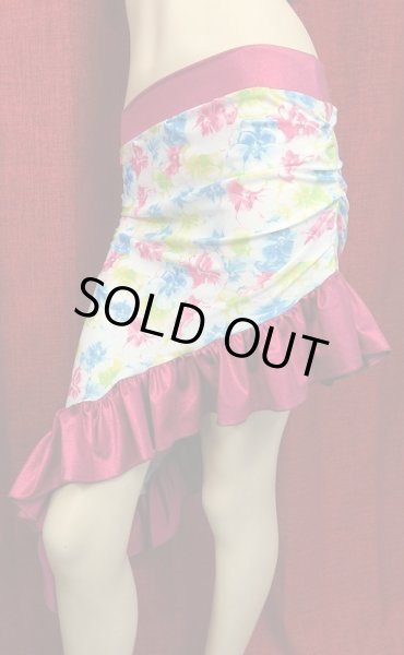 画像2: Amira Jamila オリジナル☆ストレッチフリルヒップスカーフ☆fresh flower bordeaux (2)