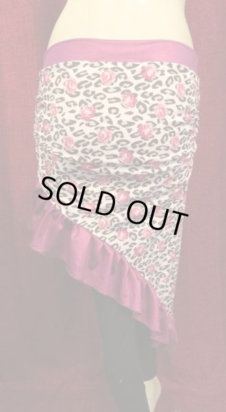 画像3: Amira Jamila オリジナル☆ストレッチフリルヒップスカーフ☆elegant rose leopard (3)