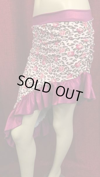 画像2: Amira Jamila オリジナル☆ストレッチフリルヒップスカーフ☆elegant rose leopard (2)