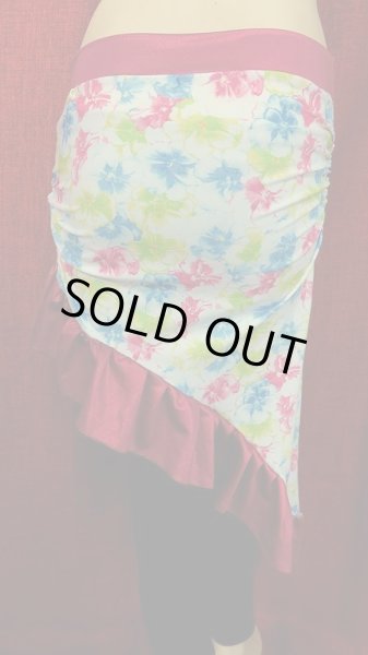 画像3: Amira Jamila オリジナル☆ストレッチフリルヒップスカーフ☆fresh flower bordeaux (3)