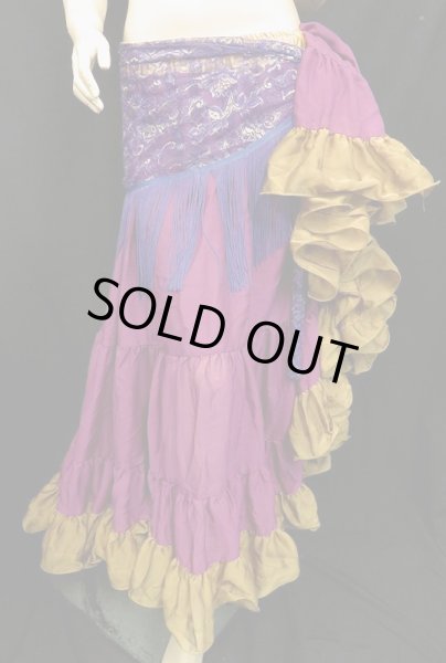 画像2: 25ヤードジプシープリントスカート*gold trim rasberry red * (2)