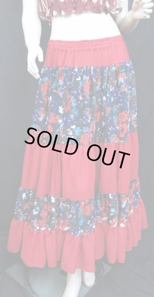 画像3: 25ヤードジプシープリントスカート/*chic red flower* (3)