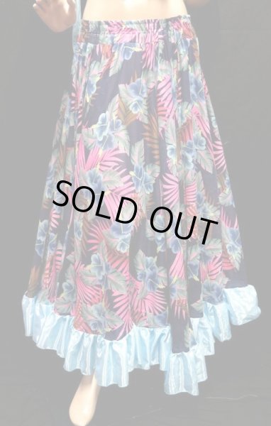 画像2: 25ヤードジプシープリントスカート/*elegant blue hibiscus * (2)