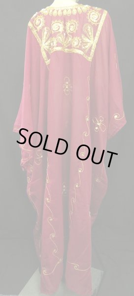 画像3: エジプト製ピーコックハリジドレス☆burgundy☆ (3)