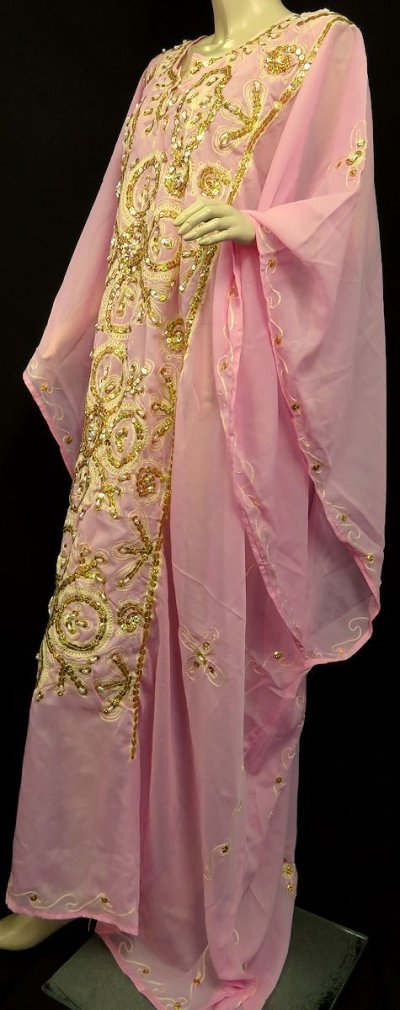 画像2: エジプト製トラディショナルハリジドレス☆baby pink☆