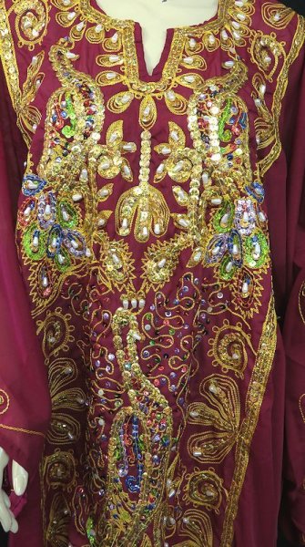 画像2: エジプト製ピーコックハリジドレス☆burgundy☆ (2)