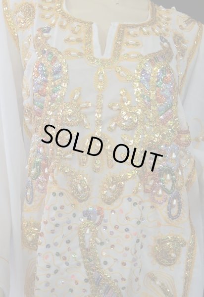 画像2: エジプト製ピーコックハリジドレス＊white ＊ (2)