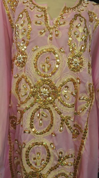 画像2: エジプト製トラディショナルハリジドレス☆baby pink☆ (2)