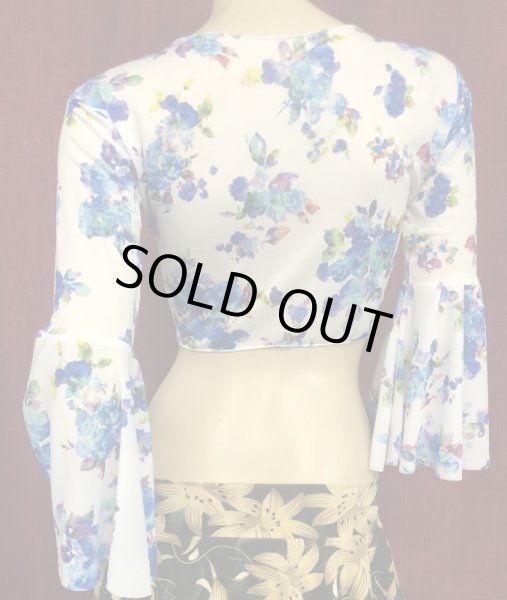 画像3: Amira Jamila オリジナル☆ストレッチチョリ09*white blue flower * (3)