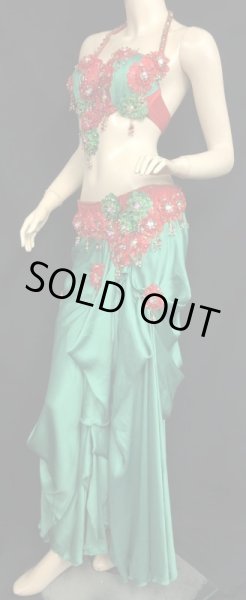 画像3: エジプトオリエンタルコスチューム☆レッドグリーンフラワー☆ (3)