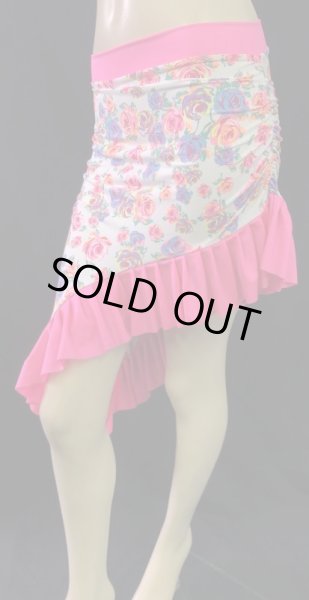 画像3: Amira Jamila オリジナル☆ストレッチフリルヒップスカーフ* neon pink flower * (3)