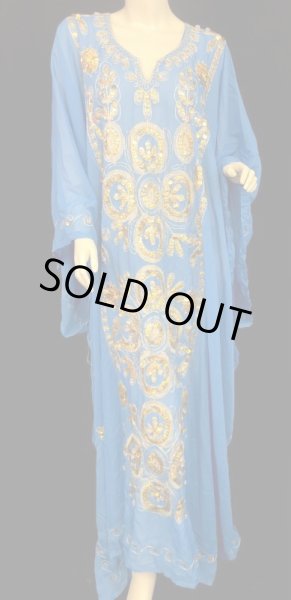 画像1: エジプト製トラディショナルハリジドレス☆turquoise ☆ (1)