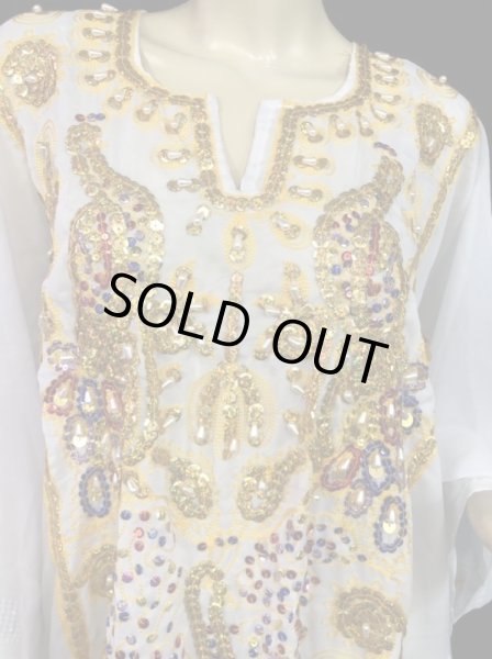 画像2: エジプト製ピーコックハリジドレス☆white ☆ (2)