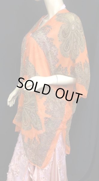 画像3: プリントシフォンハーフカバードレス☆オレンジ☆ (3)