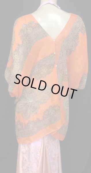 画像2: プリントシフォンハーフカバードレス☆オレンジ☆ (2)