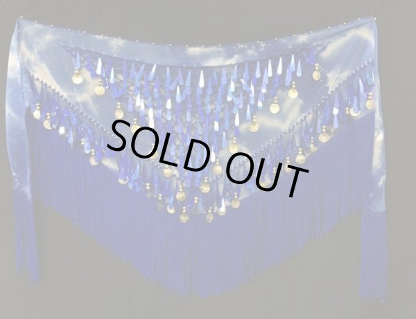 画像2: タイダイフリンジドロップコインヒップスカーフ☆ロイヤルブルー☆ (2)