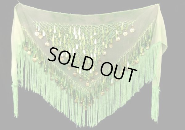 画像2: タイダイフリンジドロップコインヒップスカーフ☆ライムグリーン☆ (2)