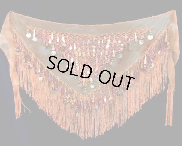 画像2: タイダイフリンジドロップコインヒップスカーフ☆オレンジ☆ (2)