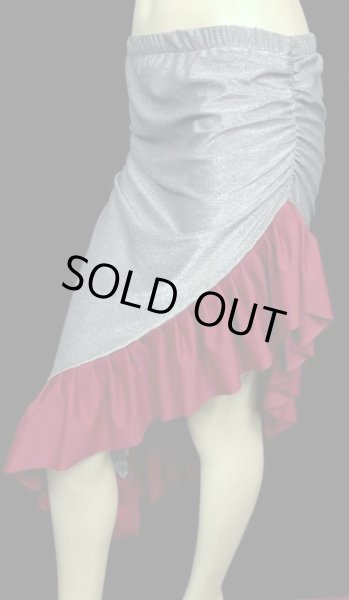 画像2: Amira Jamila オリジナル☆ストレッチフリルヒップスカーフ*red grey shiny* (2)