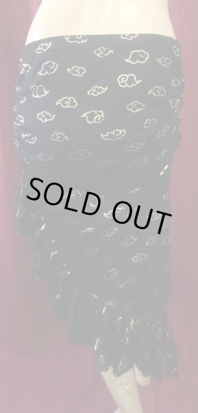 画像3: Amira Jamila オリジナル☆ストレッチフリルヒップスカーフ*black gold fog * (3)