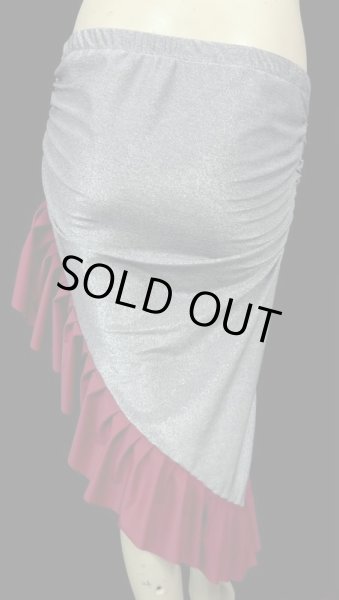 画像3: Amira Jamila オリジナル☆ストレッチフリルヒップスカーフ*red grey shiny* (3)