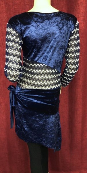 画像3: 	Amira Jamila オリジナル☆ ベロアドレス&ヒップスカーフセット☆ネイビー☆ (3)