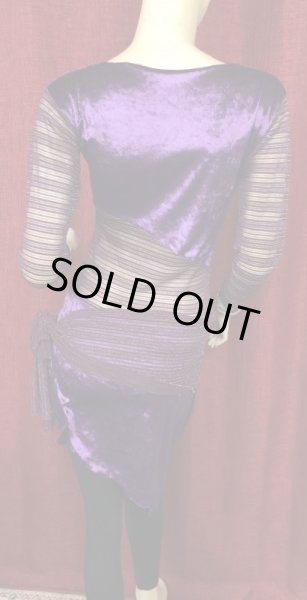 画像3: 	Amira Jamila オリジナル☆ ベロアドレス&ヒップスカーフセット☆パープル☆ (3)