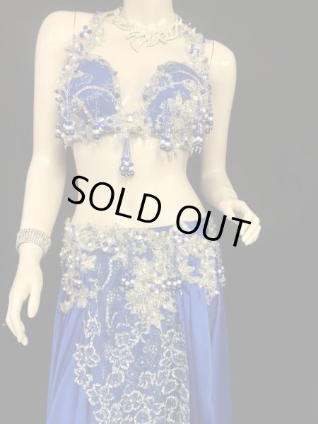 画像2: エジプトAmrオリエンタルコスチューム☆Lame silver royal blue  ☆ (2)