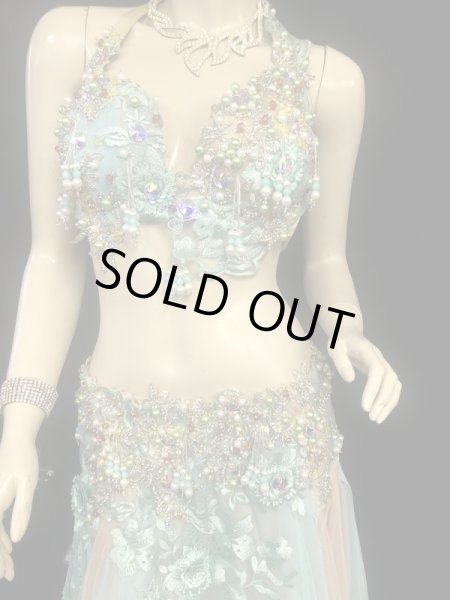 画像2: エジプトAmrオリエンタルコスチューム☆Light emerald flower ☆ (2)