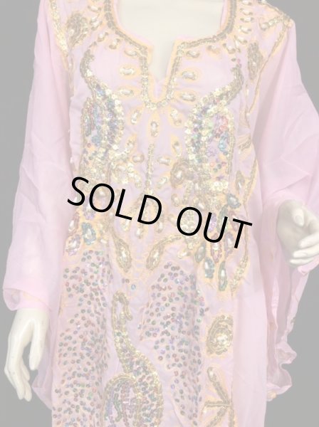 画像2: エジプト製ピーコックハリジドレス☆baby pink  ☆ (2)