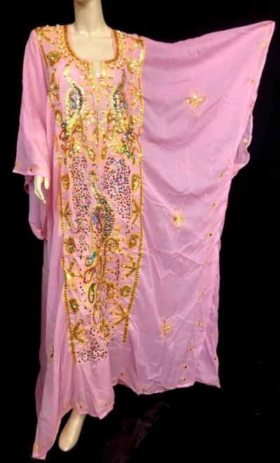 画像1: エジプト製トラディショナルハリジドレス☆baby pink  ☆