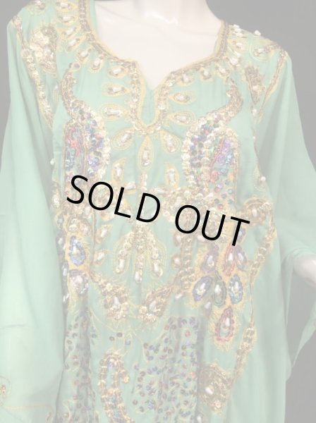 画像2: エジプト製ピーコックハリジドレス☆green ☆ (2)