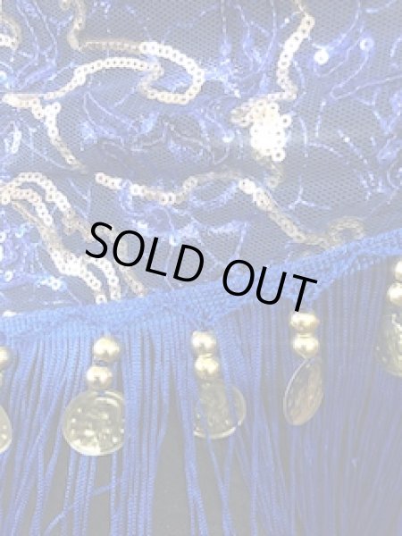 画像3: メッシュスパンコールブロダリーフリンジスカーフ☆ロイヤルブルー☆ (3)