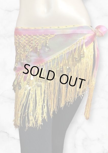 画像1: タイダイフリンジドロップコインヒップスカーフ☆イエロー☆ (1)