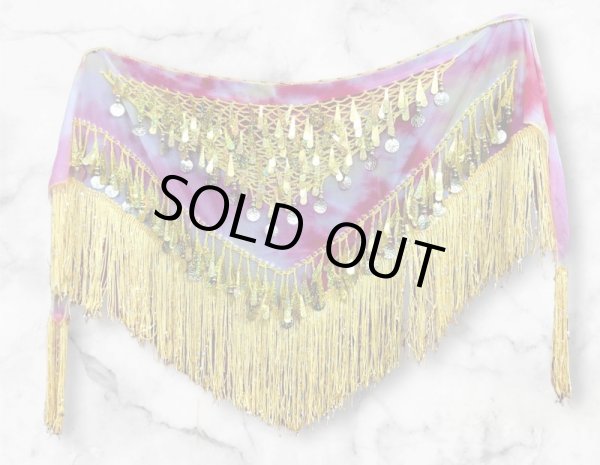 画像2: タイダイフリンジドロップコインヒップスカーフ☆イエロー☆ (2)