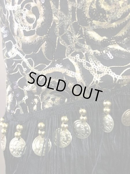 画像3: メッシュスパンコールブロダリーフリンジスカーフ☆ブラック&ゴルド☆ (3)