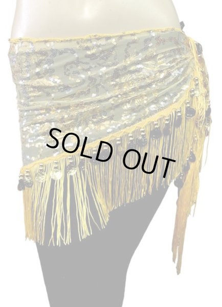 画像1: メッシュスパンコールブロダリーフリンジスカーフ☆ イエロー ☆ (1)