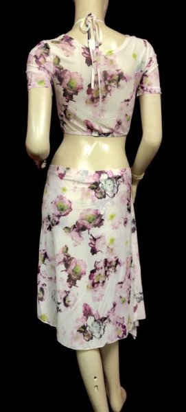 画像4: プリントメッシュチョリ&ヒップスカーフセット☆プラムフラワー☆ (4)