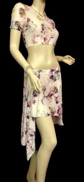 画像2: プリントメッシュチョリ&ヒップスカーフセット☆プラムフラワー☆ (2)