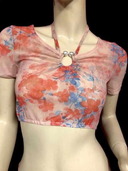 画像4: プリントメッシュチョリ&ヒップスカーフセット☆レッドフラワー☆ (4)