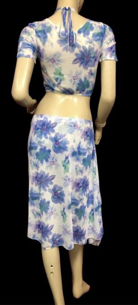 画像3: プリントメッシュチョリ&ヒップスカーフセット☆ブルーフラワー☆ (3)