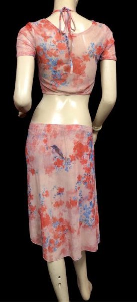 画像3: プリントメッシュチョリ&ヒップスカーフセット☆レッドフラワー☆ (3)