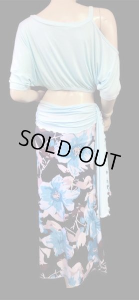 画像3: プリントストレッチオフショルダーチョリ&スカートセット☆ライトスカイブルー☆ (3)