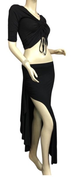 画像3: シンプルストレッチチョリ&スカートセット☆ブラック☆ (3)