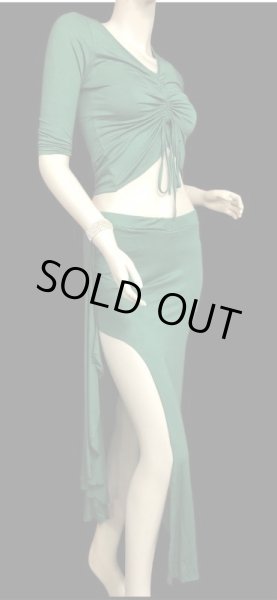 画像3: シンプルストレッチチョリ&スカートセット☆グリーン☆ (3)