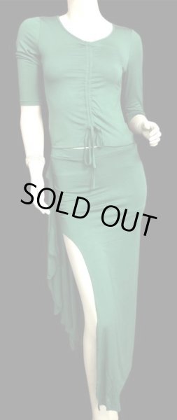 画像2: シンプルストレッチチョリ&スカートセット☆グリーン☆ (2)