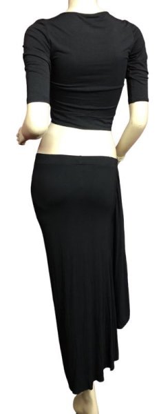 画像4: シンプルストレッチチョリ&スカートセット☆ブラック☆ (4)