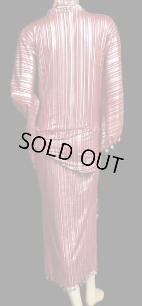 画像3: エジプト製ストライプラメバラディドレスII☆レッド×シルバー☆ (3)