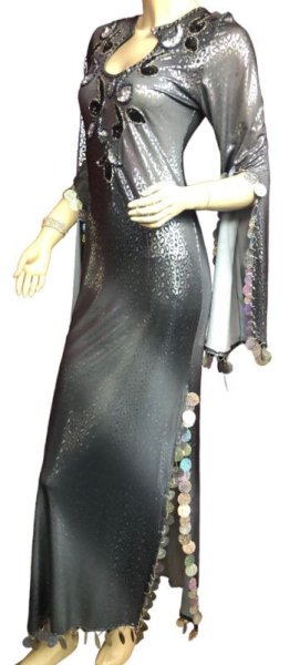 画像2: エジプト製ラメグラデーションサイディドレス☆モノトーンレオパード☆ (2)